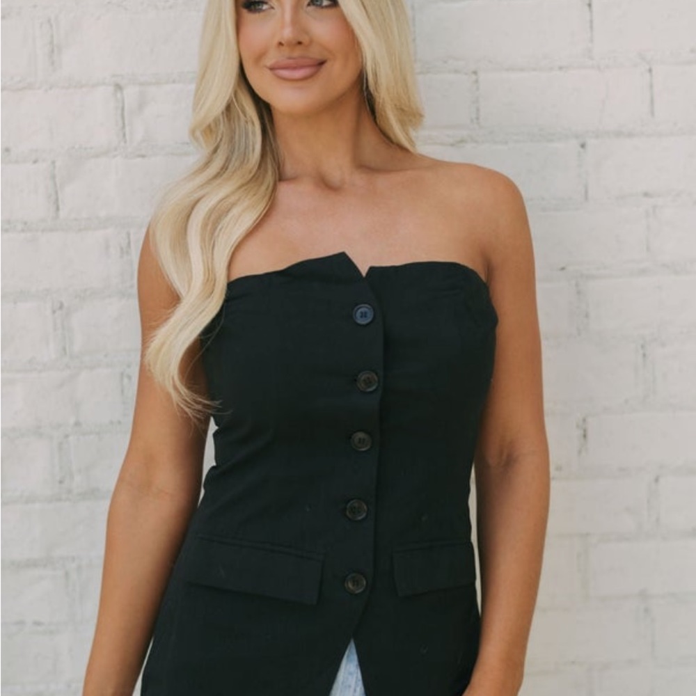 Strapless button up top